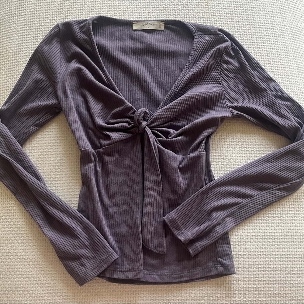 Elegant Purple Ribbed Women's Top